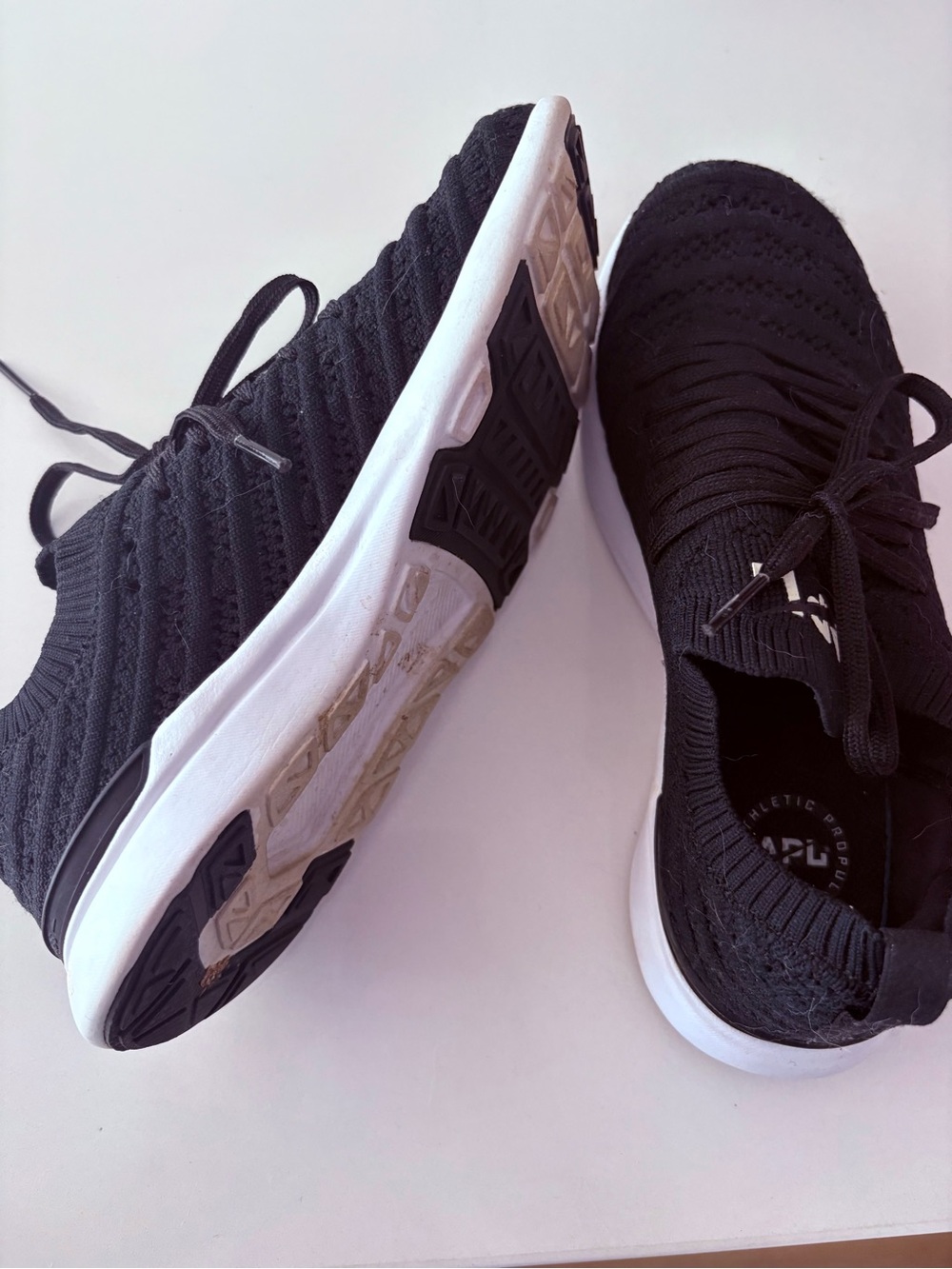 APL Black Knit Slip-On Sneakers with White Midsole